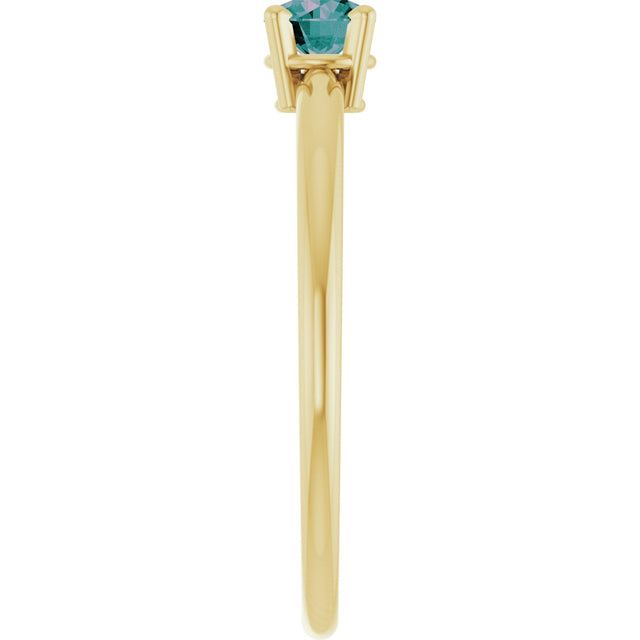 14K Gold Round Lab-Grown Ruby Youth Birthstone Ring - Yellow Gold - view 8