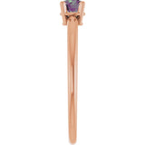 14K Gold Round Lab-Grown Alexandrite Youth Birthstone Ring - Rose Gold - view 9