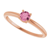 14K Gold Round Natural Pink Tourmaline Youth Birthstone Ring - Rose Gold - view 9