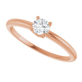 14K Gold Round Natural White Sapphire Youth Birthstone Ring - Rose Gold - view 9