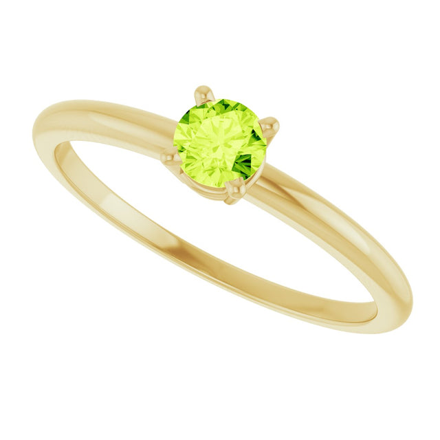 14K Gold Round Peridot Youth Birthstone Ring - Yellow Gold - view 9
