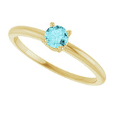 14K Gold Round Natural Blue Zircon Youth Birthstone Ring - Yellow Gold - view 9