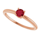 14K Gold Round Natural Ruby Youth Birthstone Ring - Rose Gold - view 9