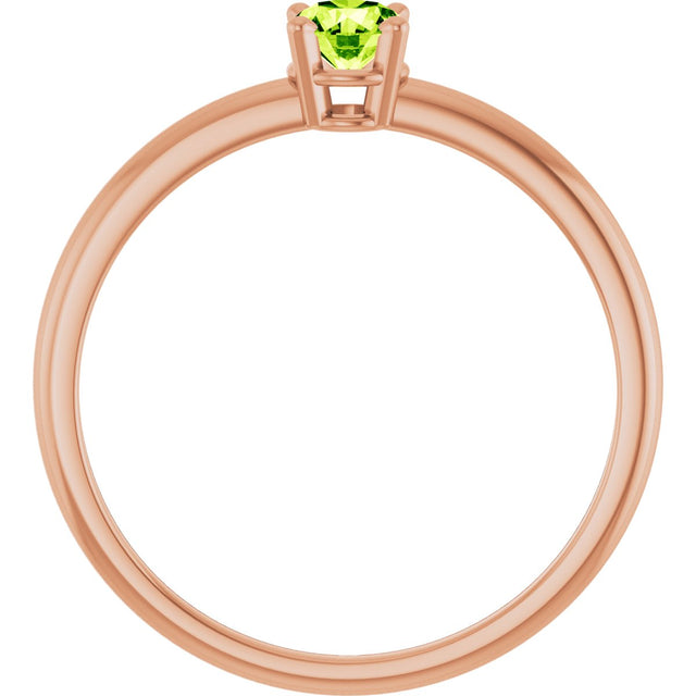 14K Gold Round Natural Peridot Youth Birthstone Ring - Rose Gold - view 10