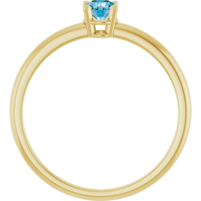 14K Gold Round Natural Swiss Blue Topaz Youth Birthstone Ring - Yellow Gold - view 10