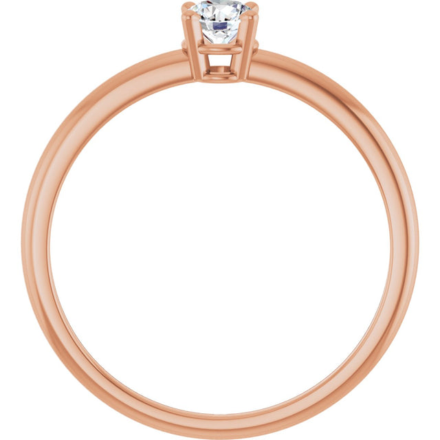 14K Gold Round Natural Diamond Youth Birthstone Ring - Rose Gold - view 7
