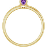 14K Gold Round Amethyst Youth Birthstone Ring - Yellow Gold - view 10