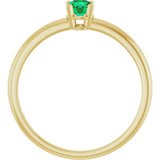 14K Gold Round Lab-Grown Emerald Youth Birthstone Ring - Yellow Gold - view 10