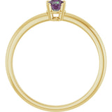 14K Gold Round Lab-Grown Alexandrite Youth Birthstone Ring - Yellow Gold - view 7