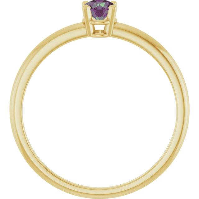 14K Gold Round Lab-Grown Alexandrite Youth Birthstone Ring - Yellow Gold - view 7