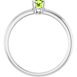 14K Gold Round Peridot Youth Birthstone Ring - White Gold - view 10