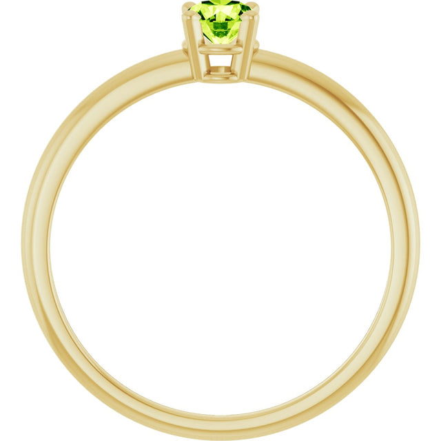14K Gold Round Natural Peridot Youth Birthstone Ring - Yellow Gold - view 10