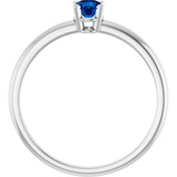 Platinum Round Natural Blue Sapphire Youth Birthstone Ring - view 10