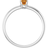 Platinum Round Natural Citrine Youth Birthstone Ring - view 10