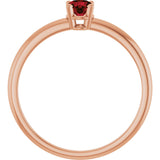 14K Gold Round Natural Mozambique Garnet Youth Birthstone Ring - Rose Gold - view 10