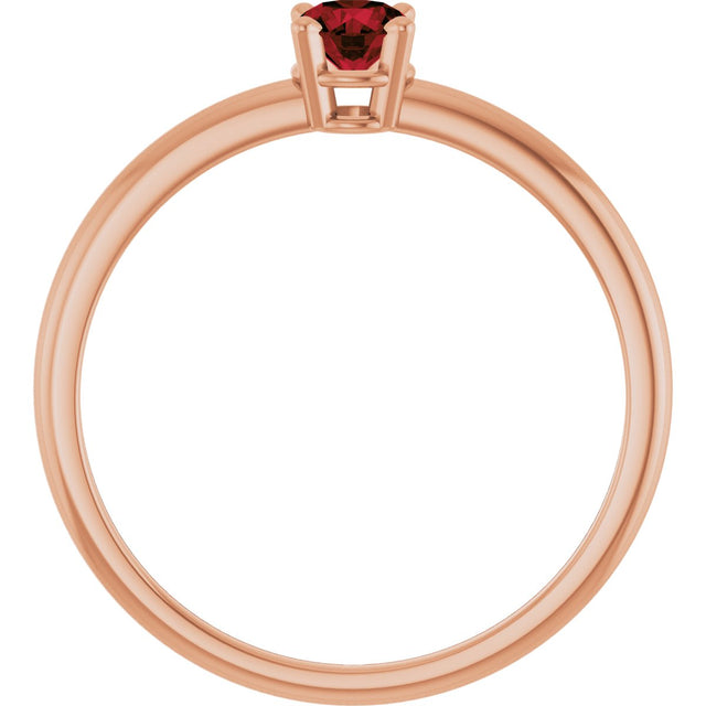 14K Gold Round Natural Mozambique Garnet Youth Birthstone Ring - Rose Gold - view 10