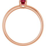 14K Gold Round Natural Ruby Youth Birthstone Ring - Rose Gold - view 10