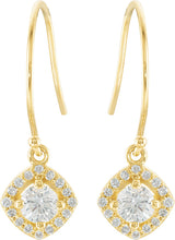 14K Gold Round Natural Diamond Halo-Style Earrings – 3.4-6.3mm Stones - Yellow Gold - view 4