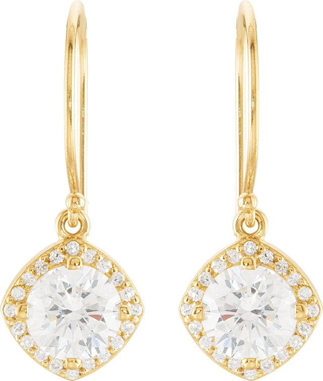 14K Gold Round Natural Diamond Halo-Style Earrings – 3.4-6.3mm Stones - Yellow Gold - view 4