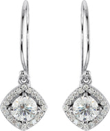 14K Gold Round Natural Diamond Halo-Style Earrings – 3.4-6.3mm Stones - White Gold - view 4