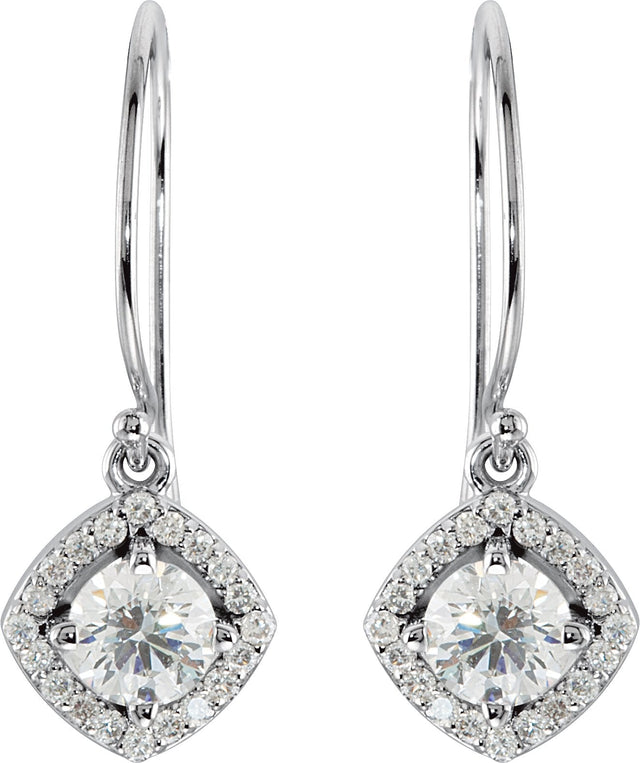 14K Gold Round Natural Diamond Halo-Style Earrings – 3.4-6.3mm Stones - White Gold - view 4