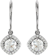 14K Gold Round Natural Diamond Halo-Style Earrings – 3.4-6.3mm Stones - White Gold - view 4