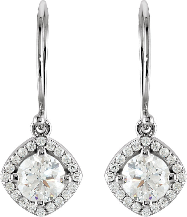 14K Gold Round Natural Diamond Halo-Style Earrings – 3.4-6.3mm Stones - White Gold - view 4
