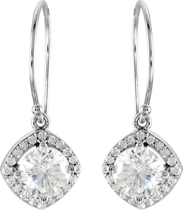 14K Gold Round Natural Diamond Halo-Style Earrings – 3.4-6.3mm Stones - White Gold - view 4