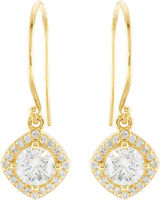 14K Gold Round Natural Diamond Halo-Style Earrings – 3.4-6.3mm Stones - Yellow Gold - view 4