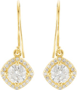 14K Gold Round Natural Diamond Halo-Style Earrings – 3.4-6.3mm Stones - Yellow Gold - view 4