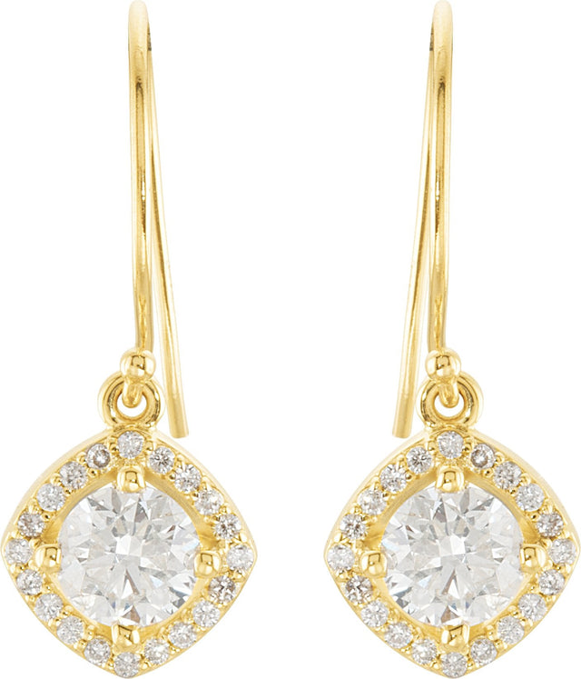 14K Gold Round Natural Diamond Halo-Style Earrings – 3.4-6.3mm Stones - Yellow Gold - view 4