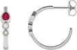 Platinum Pear Natural Ruby & Natural Diamond Bezel-Set Hoop Earrings