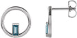 Platinum Straight Baguette Natural London Blue Topaz Baguette Circle Earrings