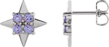 Platinum Round Natural Tanzanite Star Earrings