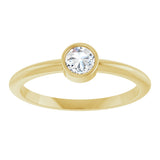 14K Gold Round Natural Diamond Bezel-Set Stackable Ring – 2-5.7mm Stones - Yellow Gold - view 8