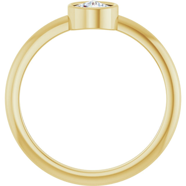 14K Gold Round Natural Diamond Bezel-Set Stackable Ring – 2-5.7mm Stones - Yellow Gold - view 7