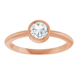 14K Gold Round Lab-Grown Moissanite Bezel-Set Stackable Ring - Rose Gold - view 8