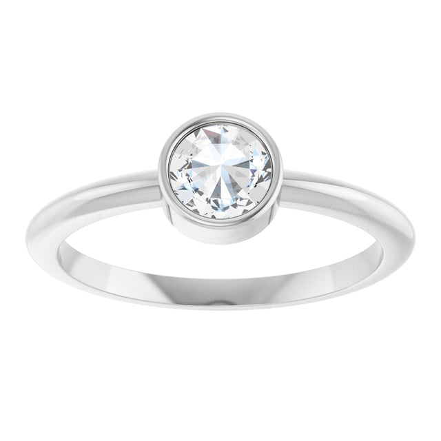 Platinum Round Natural Diamond Bezel-Set Stackable Ring – 2-5.7mm Stones - view 8