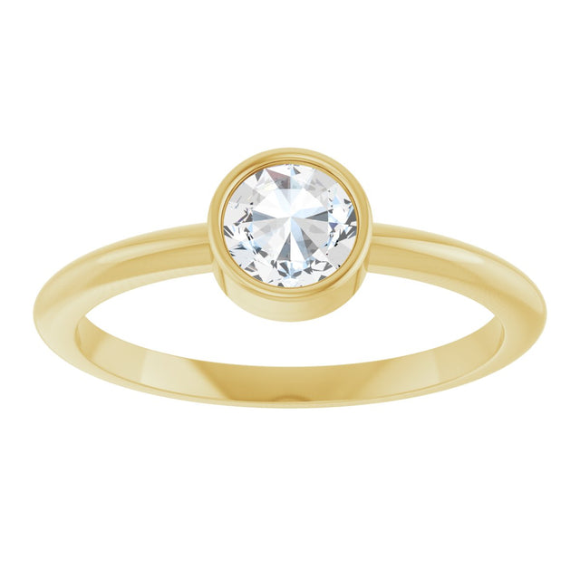 14K Gold Round Natural Diamond Bezel-Set Stackable Ring – 2-5.7mm Stones - Yellow Gold - view 8