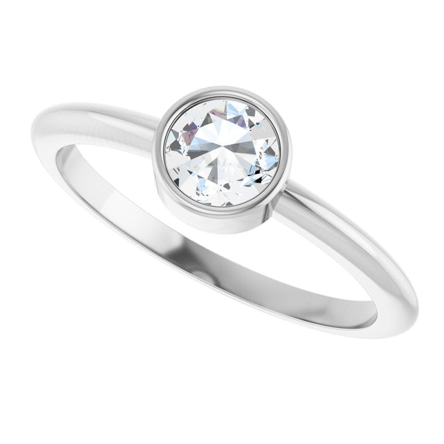 Platinum Round Natural Diamond Bezel-Set Stackable Ring – 2-5.7mm Stones - view 10