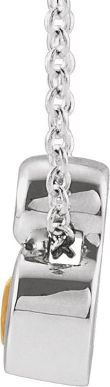 14K Gold Oval Natural Citrine Bezel-Set Necklace or Slide Pendant - White Gold - view 4