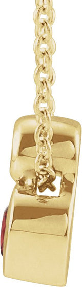 14K Gold Oval Natural Mozambique Garnet Bezel-Set Necklace or Slide Pendant - Yellow Gold - view 4