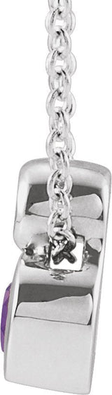 14K Gold Oval Natural Amethyst Bezel-Set Necklace or Slide Pendant - White Gold - view 4