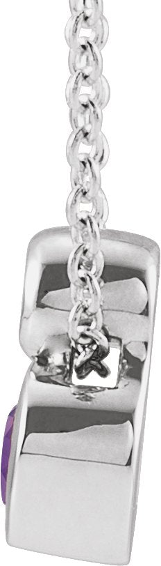 14K Gold Oval Natural Amethyst Bezel-Set Necklace or Slide Pendant - White Gold - view 4