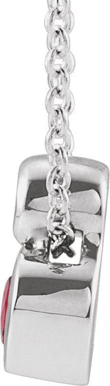 Platinum Oval Natural Ruby Bezel-Set Necklace or Slide Pendant - view 4