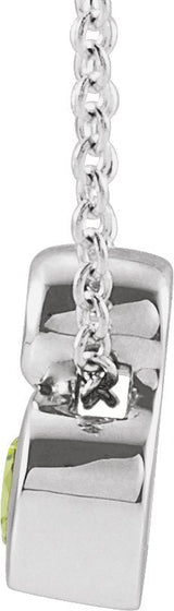 14K Gold Oval Natural Peridot Bezel-Set Necklace or Slide Pendant - White Gold - view 4