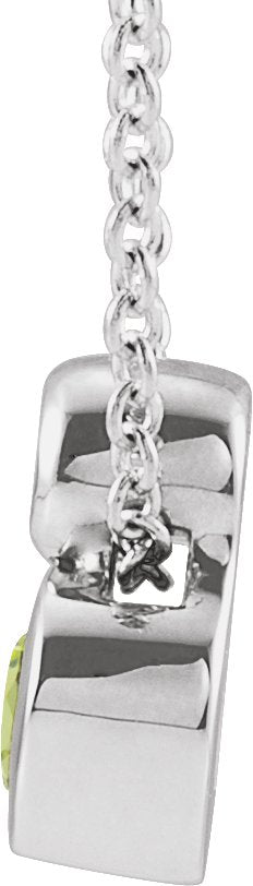 Platinum Oval Natural Peridot Bezel-Set Necklace or Slide Pendant - view 4