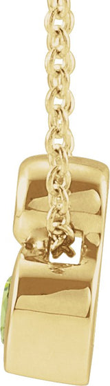 14K Gold Oval Natural Peridot Bezel-Set Necklace or Slide Pendant - Yellow Gold - view 4