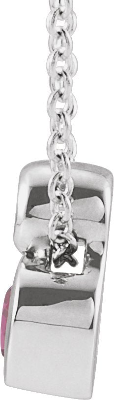 Platinum Oval Natural Pink Tourmaline Bezel-Set Necklace or Slide Pendant - view 4