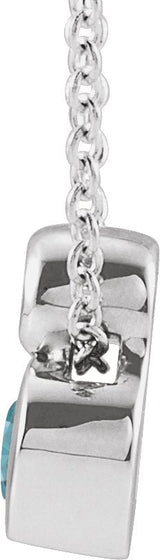 Platinum Oval Natural Blue Zircon Bezel-Set Necklace or Slide Pendant - view 4